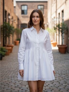 Madewell White Button-Front Mini Shirt Dress